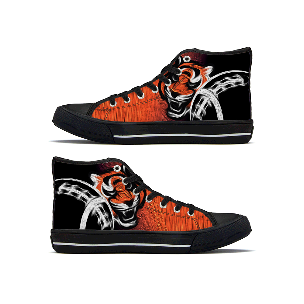 Men's Cincinnati Bengals High Top Canvas Sneakers 002 Men's Cincinnati Bengals High Top Canvas Sneakers 002